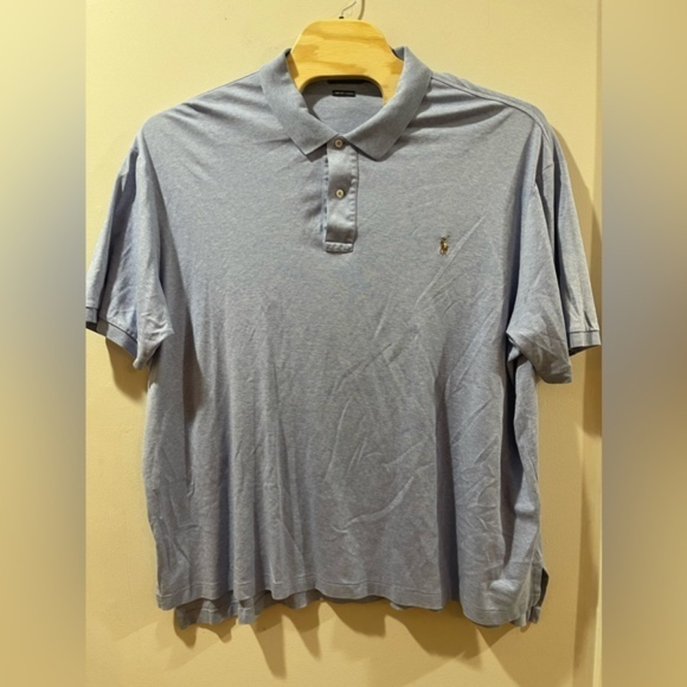 Ralph‎ Lauren Polo Shirt Light Blue Pima Soft Cotton 4XB